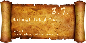 Balanyi Tatjána névjegykártya